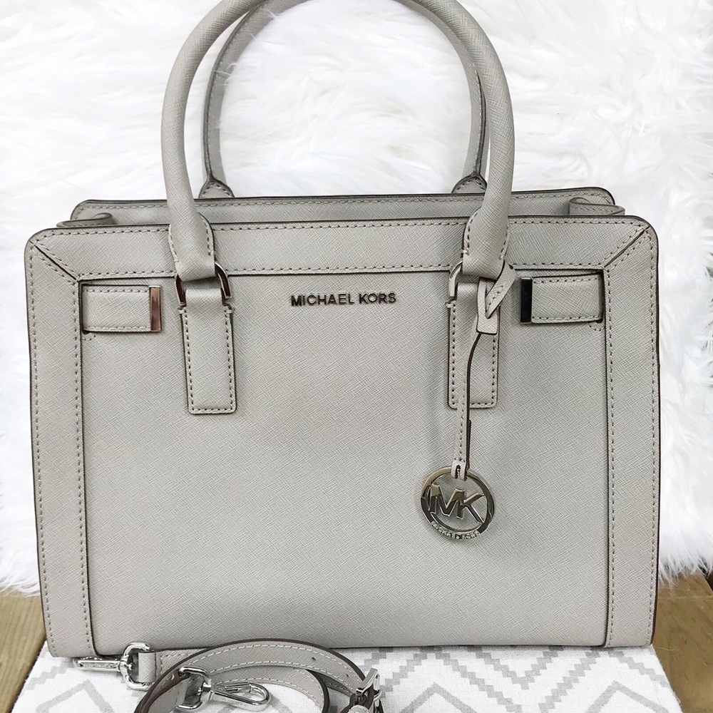 🖤Michael Kors Pearl Grey Leather Satchel